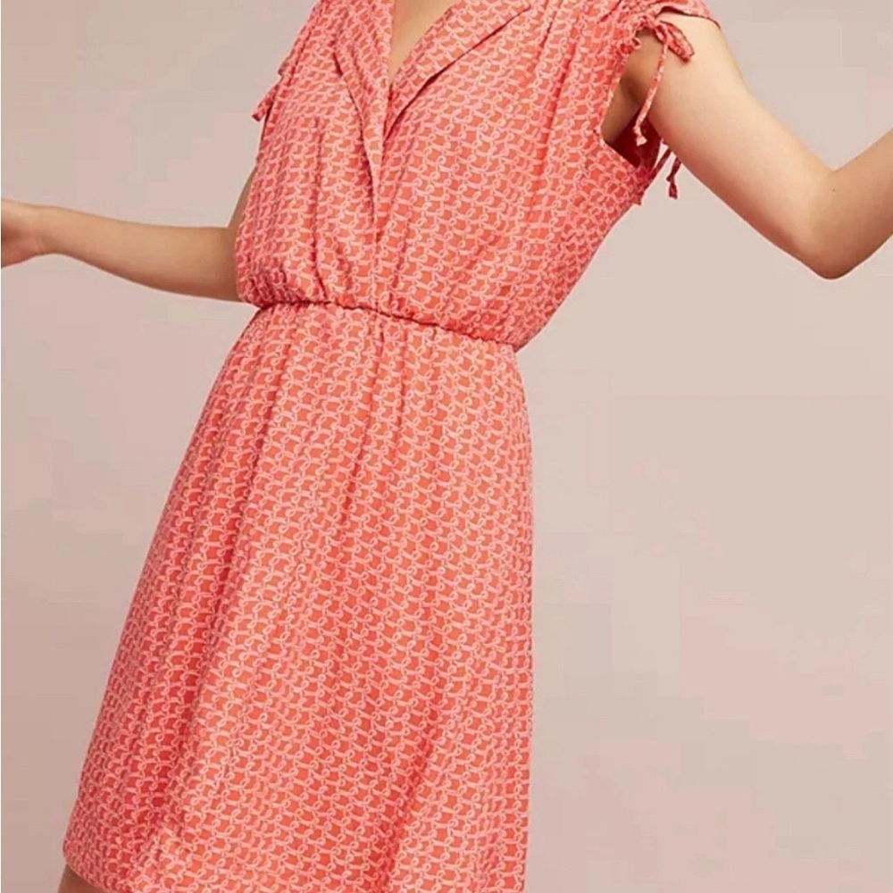 Maeve Coral Patterned Mini Dress